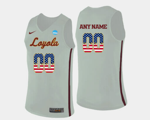 Loyola Ramblers White Us Flag Fashion Custom Name Number Basketball Jersey