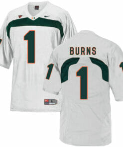 Miami Hurricanes #1 Burns NCAA College Football Jersey White