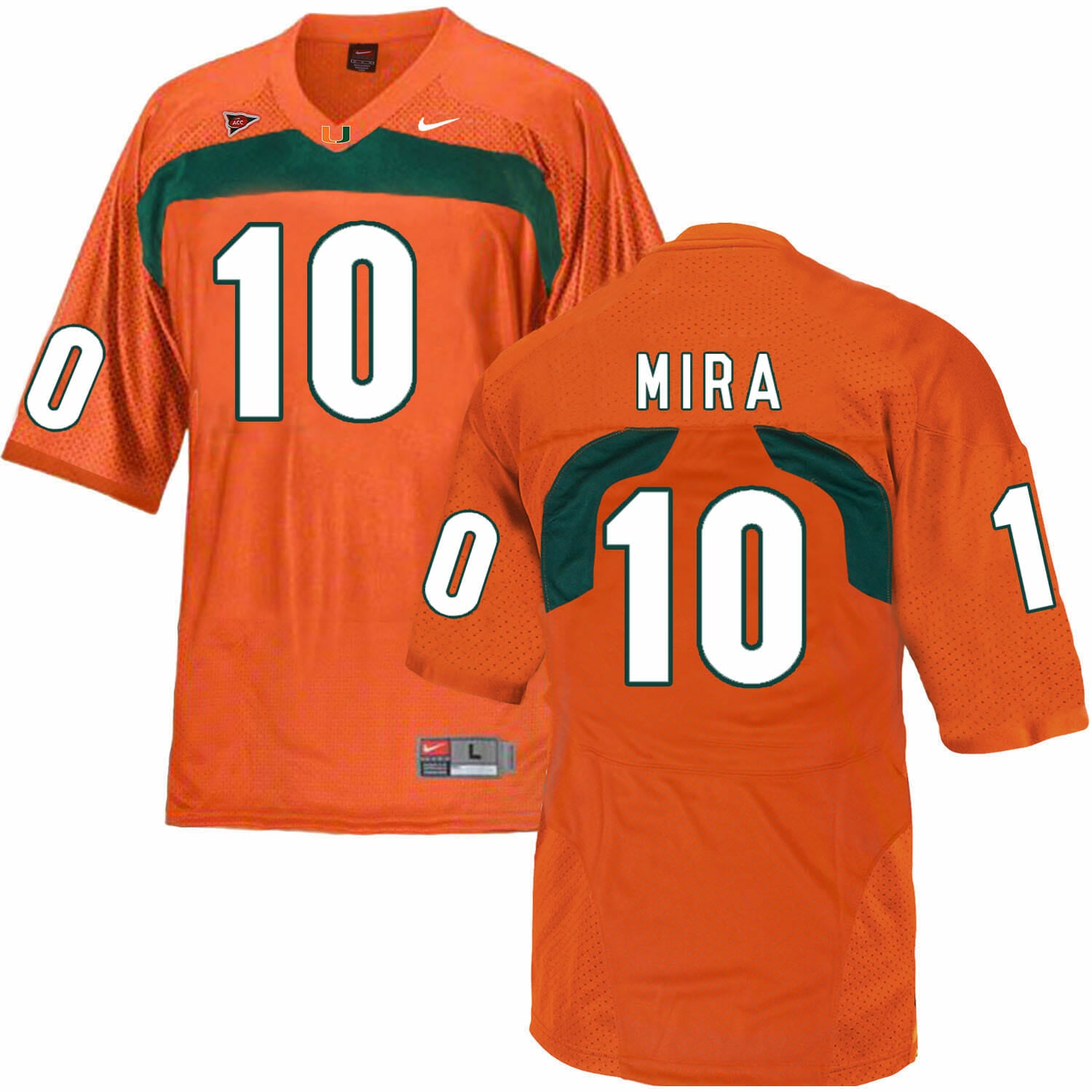 Miami Hurricanes #10 Mira NCAA College Football Jersey Orange 1 Miami Hurricanes #10 Mira NCAA College Football Jersey Orange