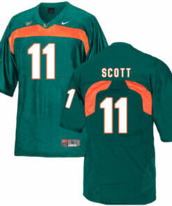 Miami Hurricanes #11 Scott NCAA College Football Jersey Green