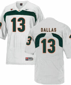 Miami Hurricanes #13 Dallas NCAA College Football Jersey White