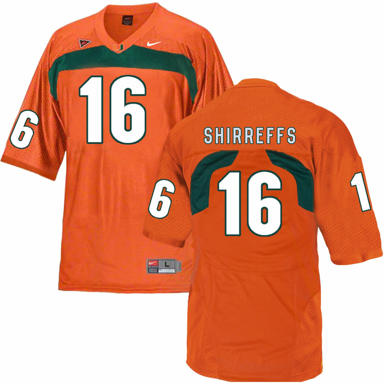 Miami Hurricanes #16 Shirreffs NCAA College Football Jersey Orange 1 Miami Hurricanes #16 Shirreffs NCAA College Football Jersey Orange