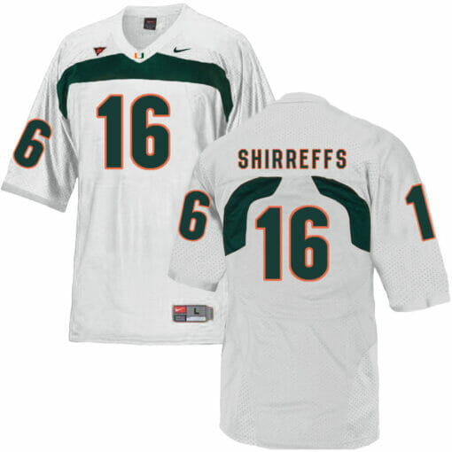 Miami Hurricanes #16 Shirreffs NCAA College Football Jersey White