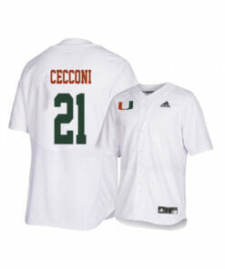 Miami Hurricanes 21 Slade Cecconi White College Baseball Jersey