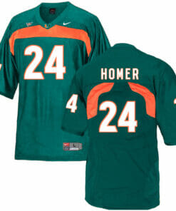 Miami Hurricanes #24 Homer NCAA College Football Jersey Green