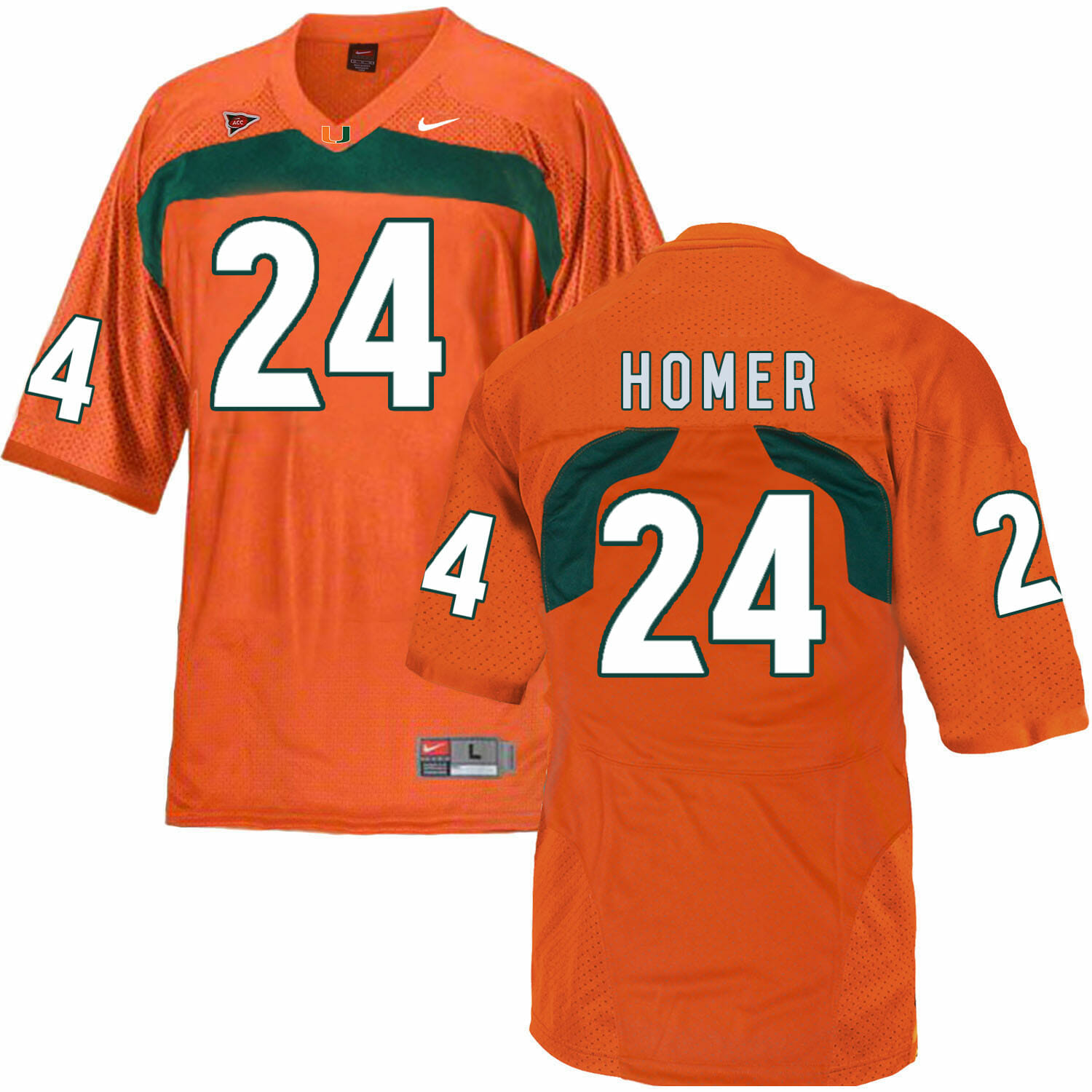 Miami Hurricanes #24 Homer NCAA College Football Jersey Orange 1 Miami Hurricanes #24 Homer NCAA College Football Jersey Orange