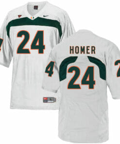 Miami Hurricanes #24 Homer NCAA College Football Jersey White
