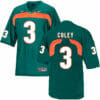 Miami Hurricanes #3 Coley NCAA College Football Jersey Green