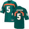Miami Hurricanes #5 Johnson NCAA College Football Jersey Green