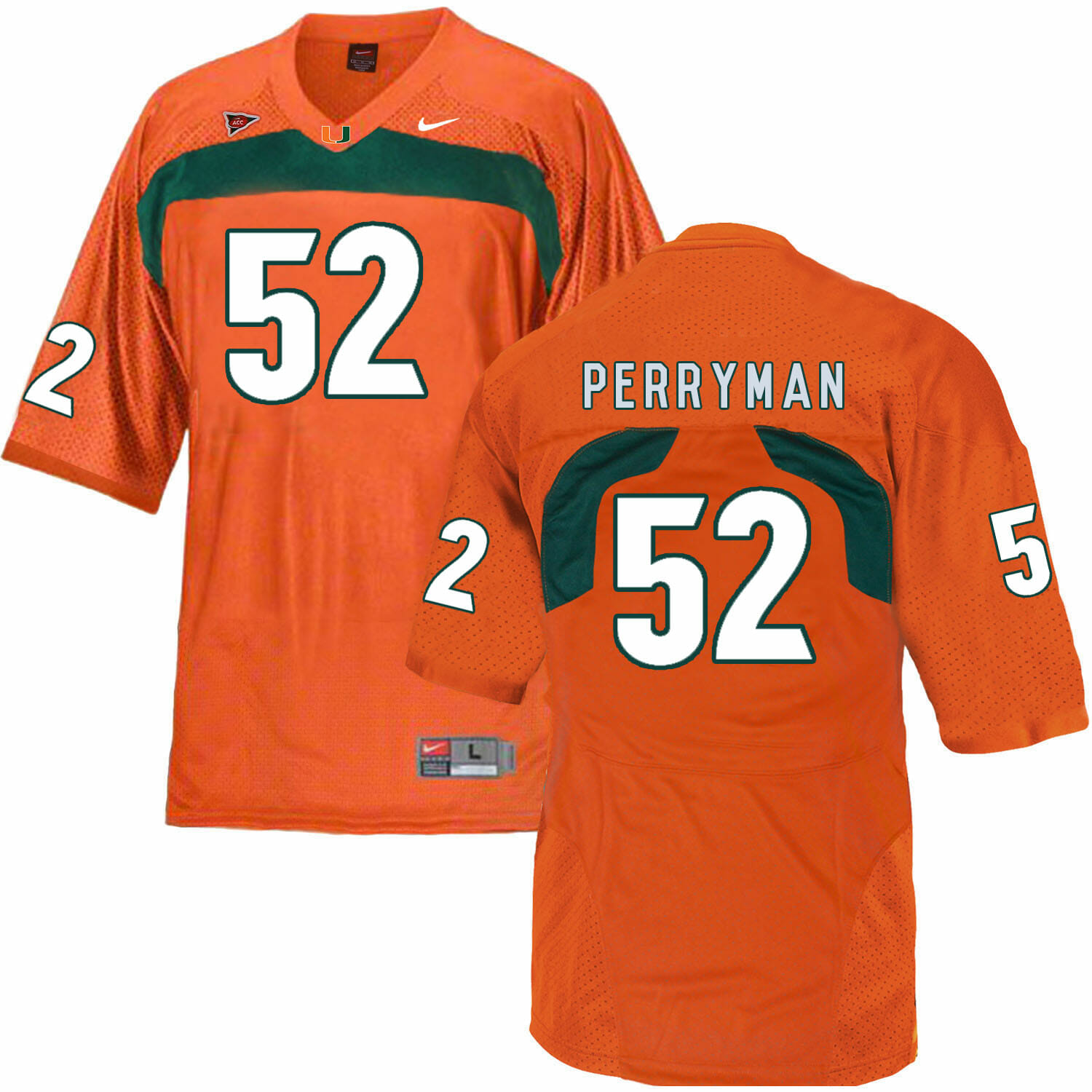Miami Hurricanes #52 Perryman NCAA College Football Jersey Orange 1 Miami Hurricanes #52 Perryman NCAA College Football Jersey Orange