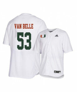 Miami Hurricanes 53 Brian Van Belle White College Baseball Jersey