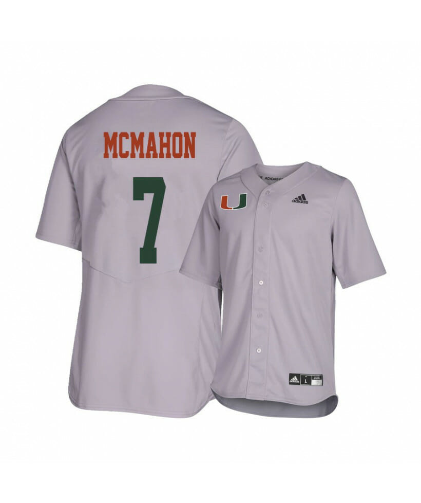 Miami Hurricanes 7 Chris Mcmahon Gray College Baseball Jersey 1 Miami Hurricanes 7 Chris Mcmahon Gray College Baseball Jersey