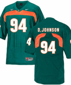 Miami Hurricanes #94 D. Johnson NCAA College Football Jersey Green