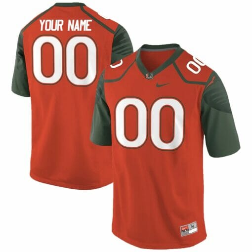 Custom Miami Hurricanes Football Jersey Name Number College Orange