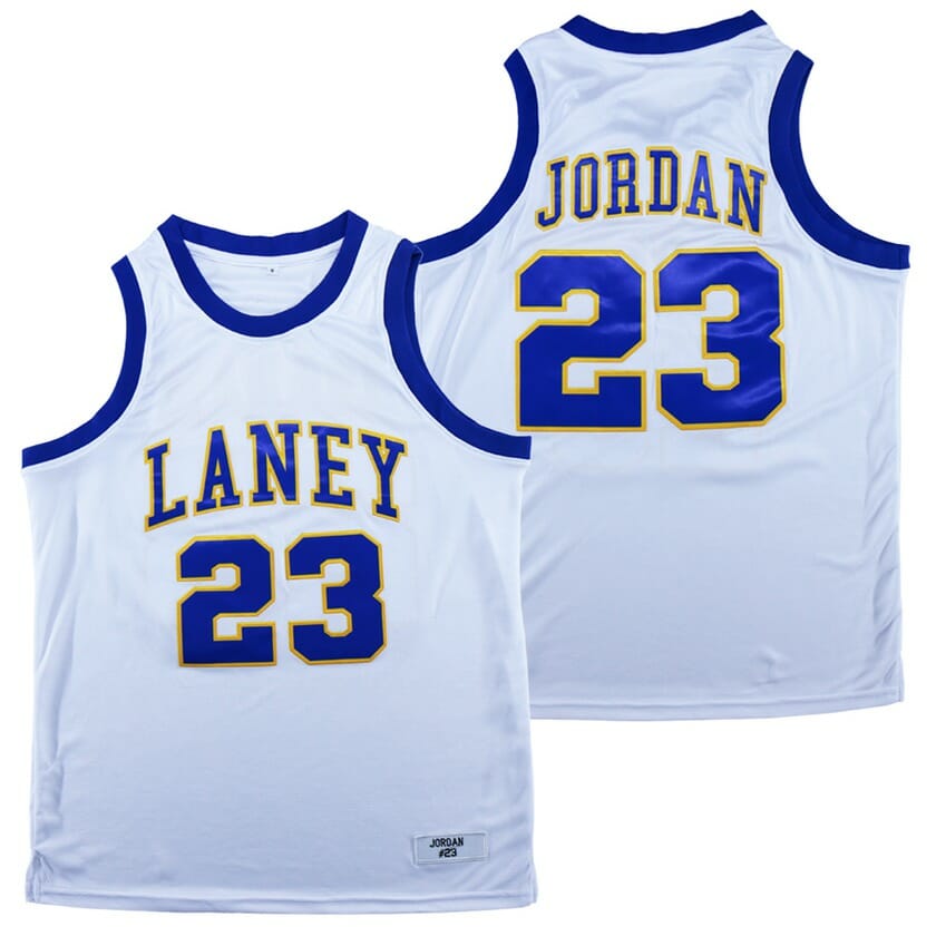 Michael Jordan #23 Laney Movie Basketball Jersey White 1 Michael Jordan #23 Laney Movie Basketball Jersey White