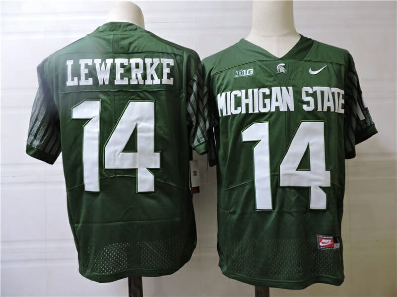 Michigan State Spartans #14 Brian Lewerke Football Jersey 1 Michigan State Spartans #14 Brian Lewerke Football Jersey
