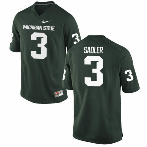 Michigan State Spartans #3 Mike Sadler NCAA College Football Jersey Green