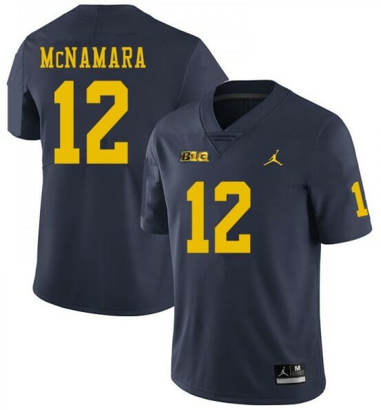 Michigan Wolverines #12 Cade McNamara Navy College Football Jersey 1 Michigan Wolverines #12 Cade McNamara Navy College Football Jersey