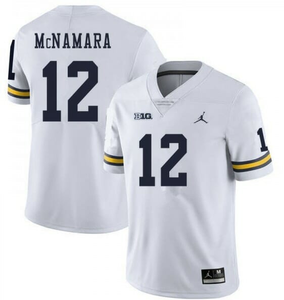 Michigan Wolverines #12 Cade McNamara White College Football Jersey 1 Michigan Wolverines #12 Cade McNamara White College Football Jersey