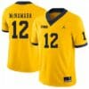 Michigan Wolverines #12 Cade McNamara Yellow College Football Jersey