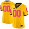 Custom Michigan Wolverines Jersey Yellow Pink College Football