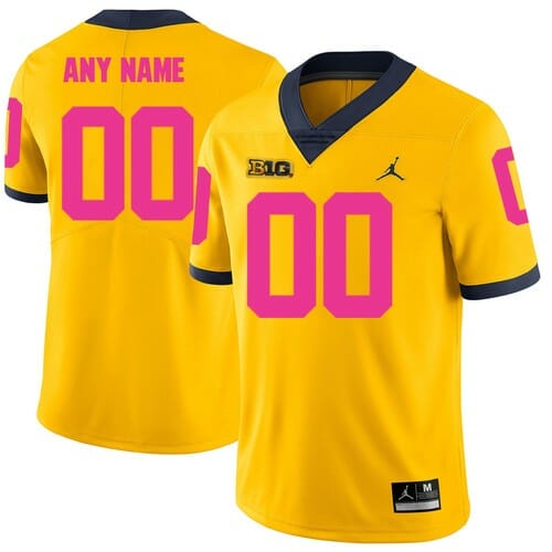 Custom Michigan Wolverines Jersey Yellow Pink College Football 1 Custom Michigan Wolverines Jersey Yellow Pink College Football
