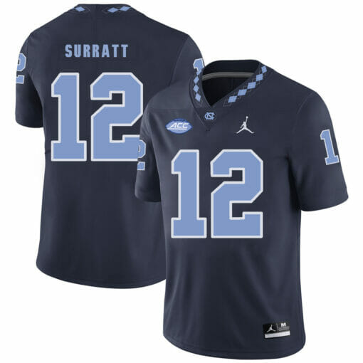 North Carolina Tar Heels #12 Chazz Surratt Football Jersey Black