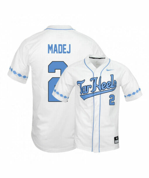 North Carolina Tar Heels 2 Mikey Madej White Elite Baseball Jersey