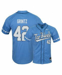 North Carolina Tar Heels 42 Eric Grintz Blue Elite Baseball Jersey