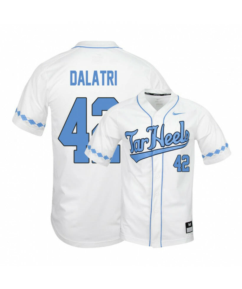 North Carolina Tar Heels 42 Gianluca Dalatri White Elite Baseball Jersey 1 North Carolina Tar Heels 42 Gianluca Dalatri White Elite Baseball Jersey