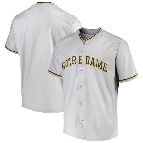 Notre Dame Fighting Irish Custom Name Number Baseball Jersey Gray 1 Notre Dame Fighting Irish Custom Name Number Baseball Jersey Gray