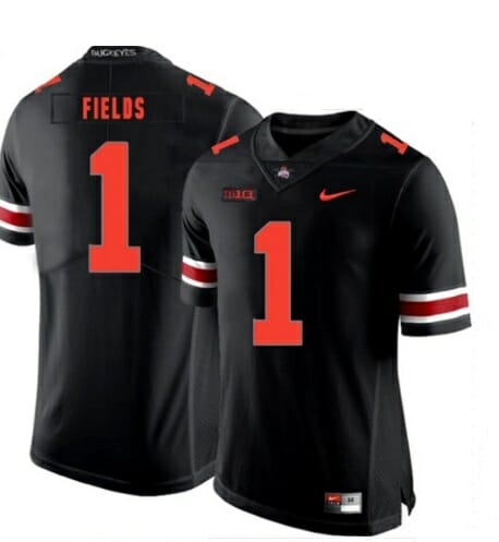 Ohio State Buckeyes #1 Justin Fields College NCAA Football Black Jersey 1 Ohio State Buckeyes #1 Justin Fields College NCAA Football Black Jersey