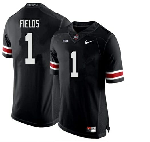 Ohio State Buckeyes #1 Justin Fields College NCAA Football Jersey Black 1 Ohio State Buckeyes #1 Justin Fields College NCAA Football Jersey Black
