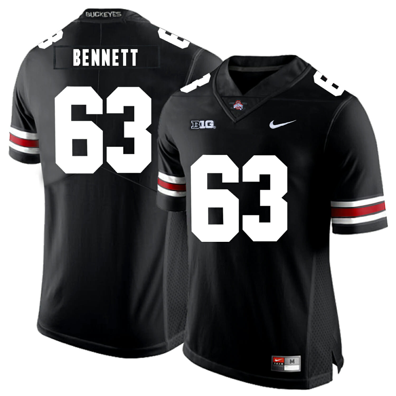 Ohio State Buckeyes #63 Michael Bennett IV Football Jersey Black 1 Ohio State Buckeyes #63 Michael Bennett IV Football Jersey Black