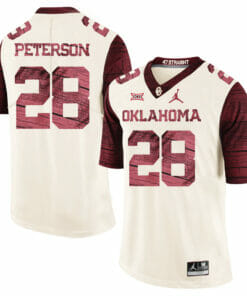 Oklahoma Sooners #28 Adrian Peterson Football Jersey Firewood Pattern White