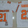 Oklahoma State Cowboys #21 Barry Sanders Football Jersey White and Orange