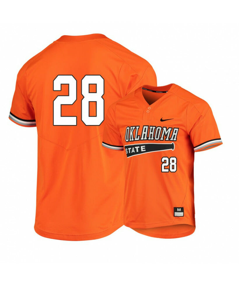 Oklahoma State Cowboys 28 Caeden Trenkle Orange Elite Baseball Jersey 1 Oklahoma State Cowboys 28 Caeden Trenkle Orange Elite Baseball Jersey