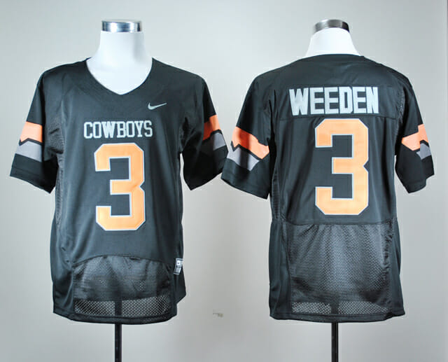 Oklahoma State Cowboys #3 Brandon Weeden NCAA Football Jersey Black 1 Oklahoma State Cowboys #3 Brandon Weeden NCAA Football Jersey Black