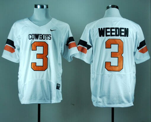 Oklahoma State Cowboys #3 Brandon Weeden NCAA Football Jersey White