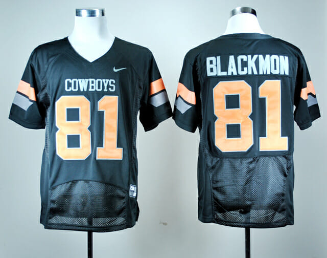Oklahoma State Cowboys #81 Justin Blackmon Football Jersey Black 1 Oklahoma State Cowboys #81 Justin Blackmon Football Jersey Black