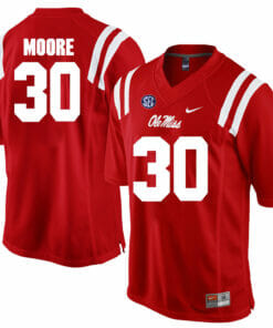 Ole Miss Rebels #30 A.J. Moore NCAA College Football Jersey Red