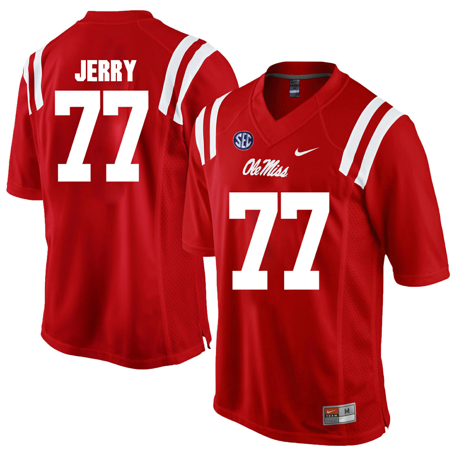 Ole Miss Rebels #77 John Jerry NCAA College Football Jersey Red 1 Ole Miss Rebels #77 John Jerry NCAA College Football Jersey Red