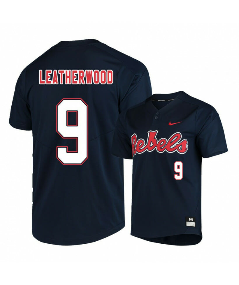 Ole Miss Rebels 9 Hayden Leatherwood Black College Baseball Jersey 1 Ole Miss Rebels 9 Hayden Leatherwood Black College Baseball Jersey