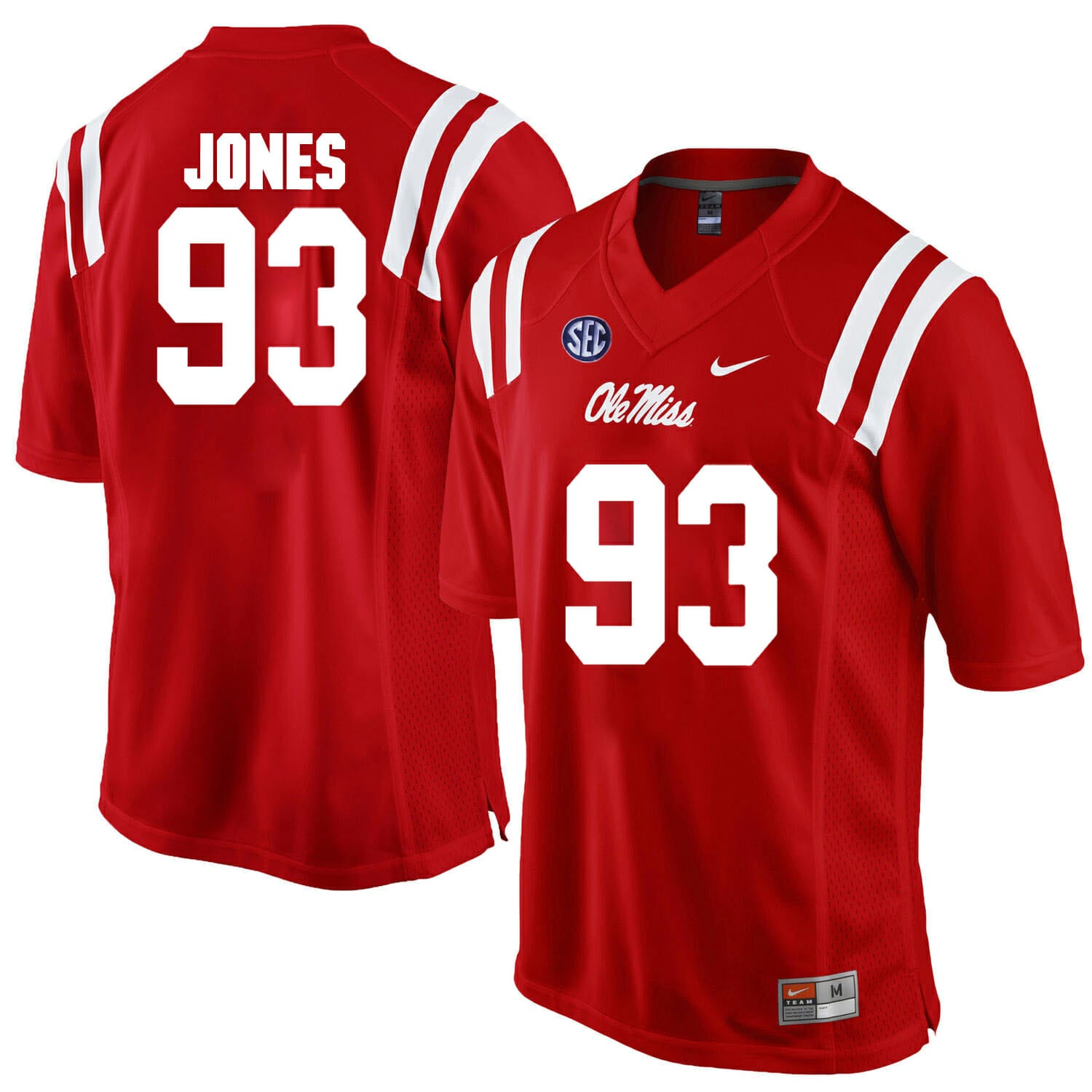 Ole Miss Rebels #93 D.J. Jones NCAA College Football Jersey Red 1 Ole Miss Rebels #93 D.J. Jones NCAA College Football Jersey Red