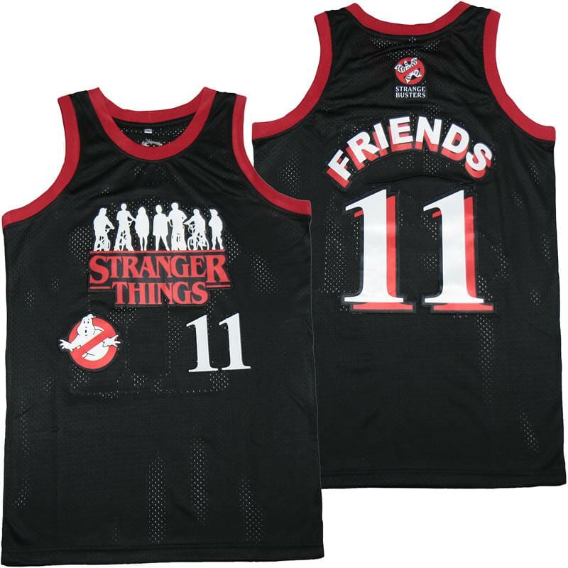 Stranger Things #11 Friends Movie Basketball Jersey Black 1 Stranger Things #11 Friends Movie Basketball Jersey Black