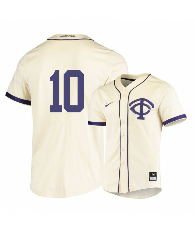 TCU Horned Frogs 10 Zach Humphreys White Elite Baseball Jersey 1 TCU Horned Frogs 10 Zach Humphreys White Elite Baseball Jersey