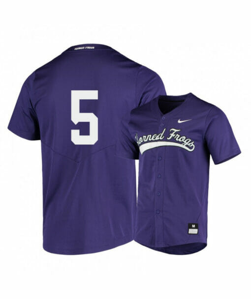 TCU Horned Frogs 5 Sam Thompson Purple Elite Baseball Jersey