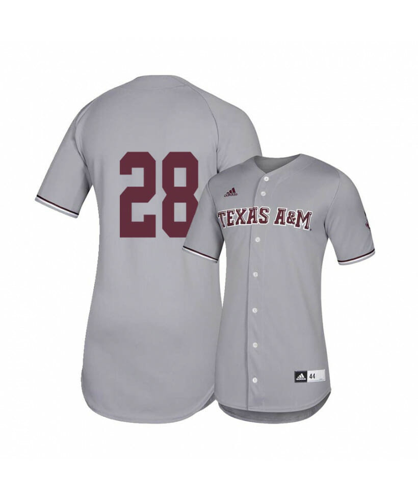 Texas A and M Aggies 28 Trevor Werner Gray College Baseball Jersey 1 Texas A and M Aggies 28 Trevor Werner Gray College Baseball Jersey