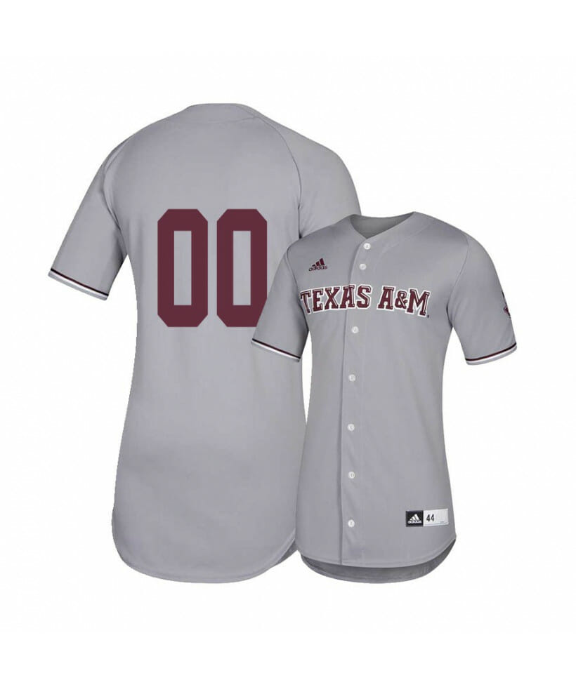 Texas A and M Aggies Gray Custom Name Number Baseball Jersey 1 Texas A and M Aggies Gray Custom Name Number Baseball Jersey