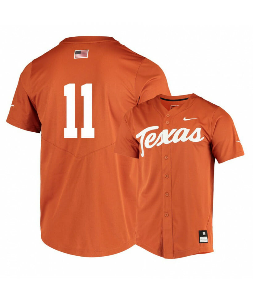Texas Longhorns 11 Duke Ellis Elite Orange College Baseball Jersey 1 Texas Longhorns 11 Duke Ellis Elite Orange College Baseball Jersey